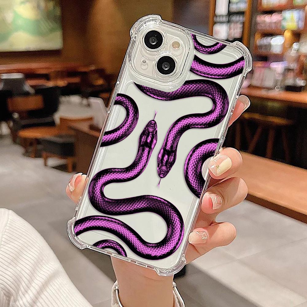 Vivo V40 - Black Purple Gold Snake Transparent Bag