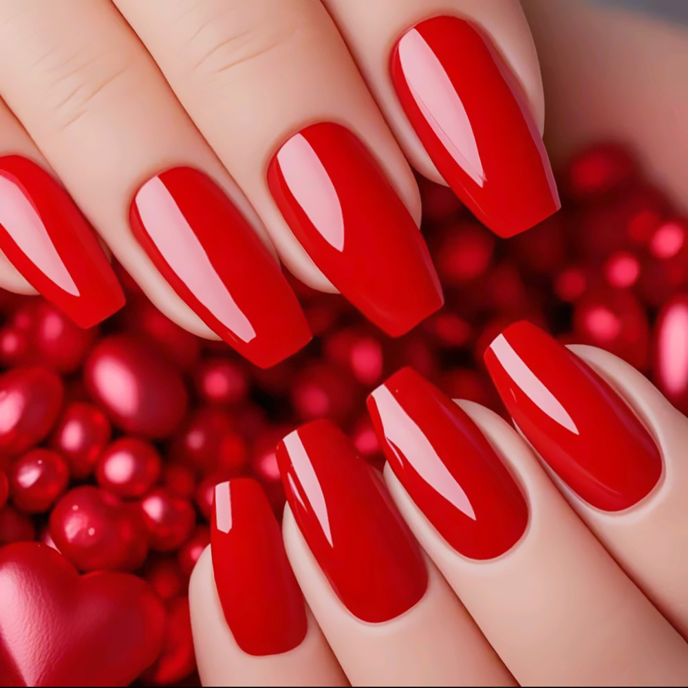 24Pcs Christmas Red Press On F - Full Cover Adhesive review and price
